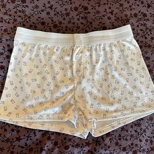 SHEIN Cream Pajama Shorts with Gray Floral Print